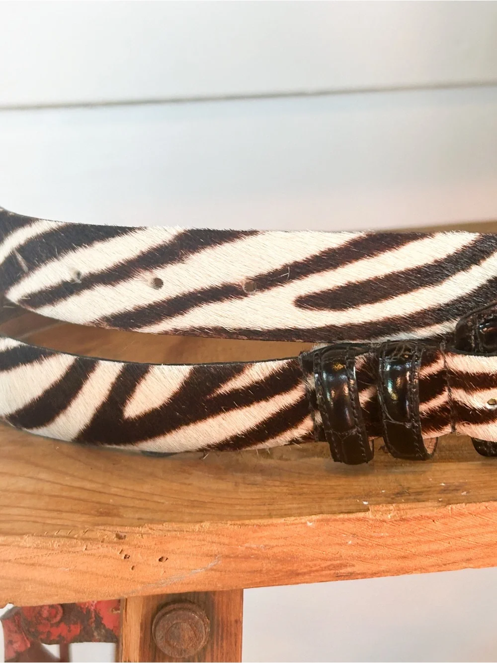 MCM Vintage Calfskin Hair Zebra Print Belt Womens Small